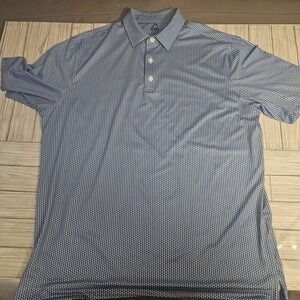 Deolax Shirt Mens‎ 2XL Blue Polo Performance Golf Stretch Geometric Print